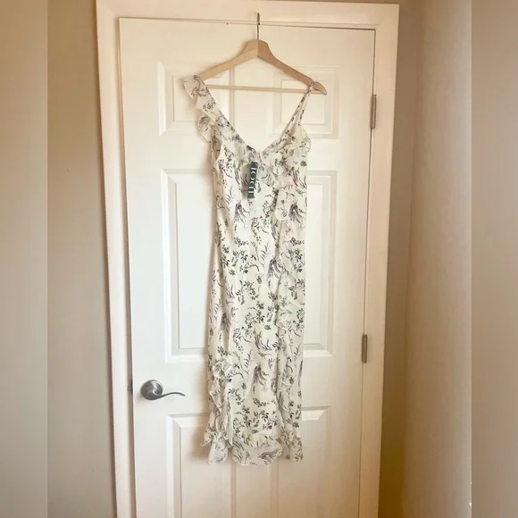 NWT Topshop Women's Dress Idol Midi Ruffle Frill Floral Print Sleeveless Size 8 - Picture 6 of 8